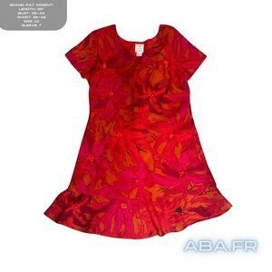 Beautiful Red Floral Tiered Pat Argenti Dress Ruffle at Bottom